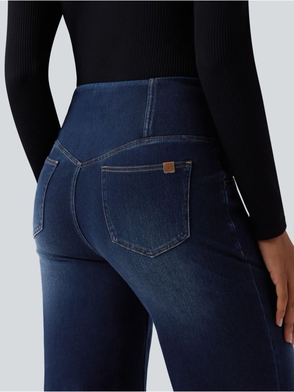 Halara Flex™ Crossover High Waisted Tummy Control Casual Straight Leg Jeans - Picture 5 of 16